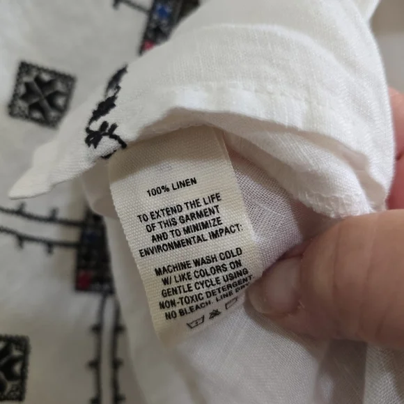 NWT Alex Mill Nadya Embroidered Linen White Blouse Small Boho Peasant - Picture 7 of 8